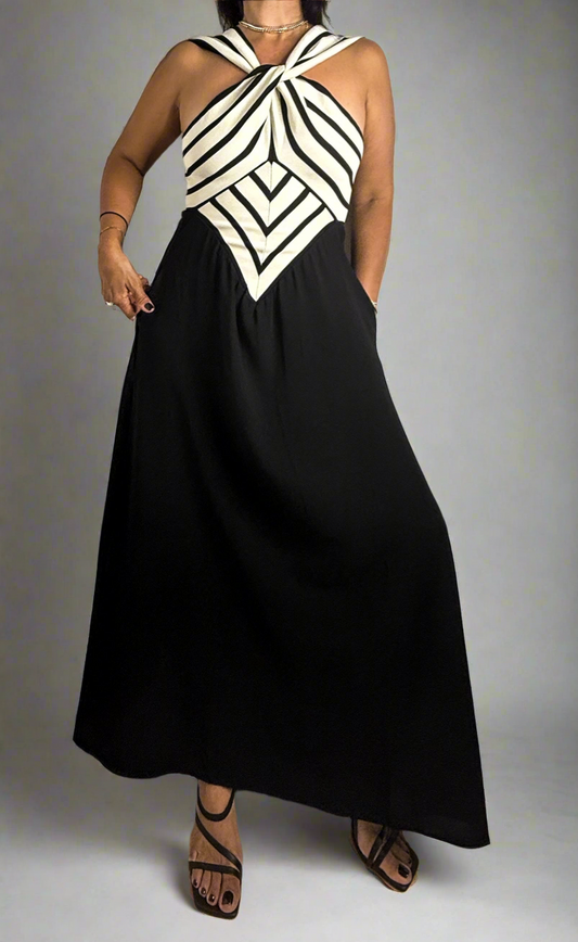 Black and White Midi Dress