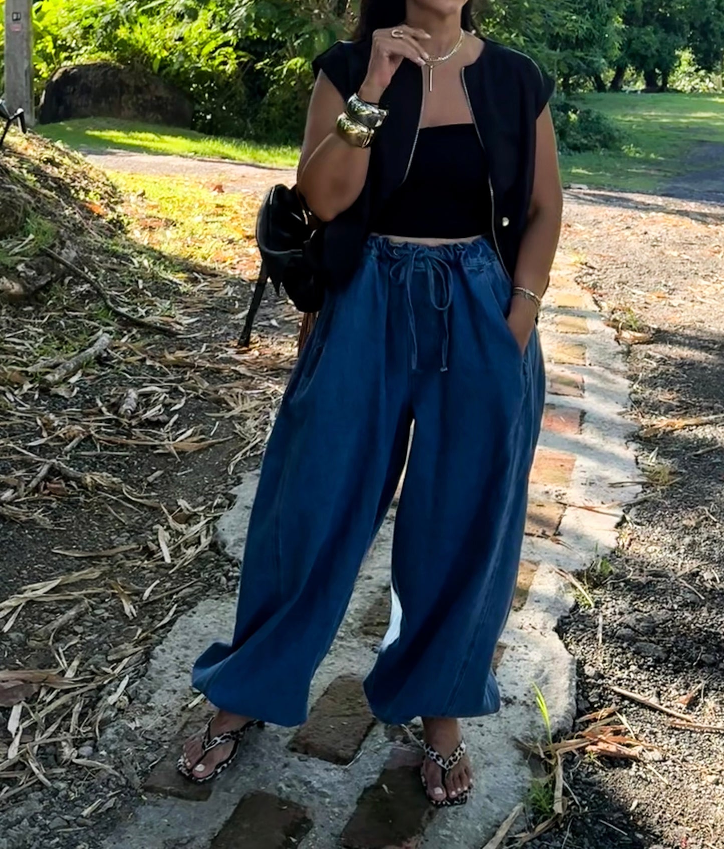 Blue Denim Aladdin Pants