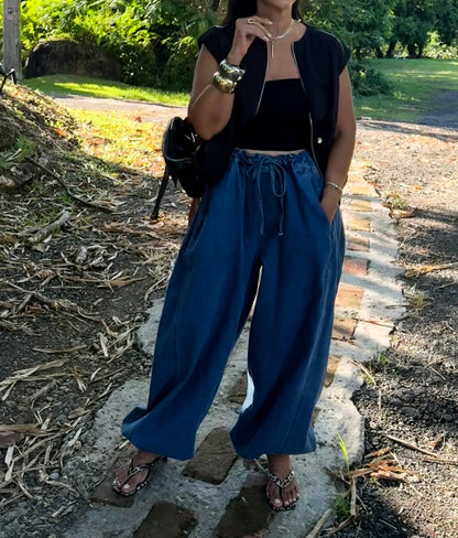 Blue Denim Aladdin Pants