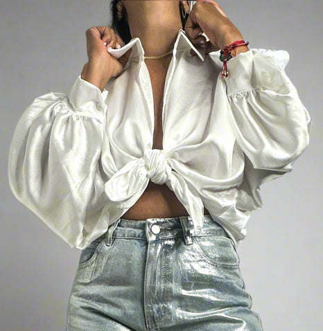 Poly Silk Knot Blouse