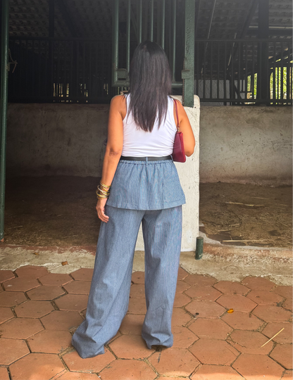 Skirt Overlay Wide Leg Pants