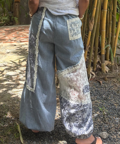 Boho Denim Jogger Pants