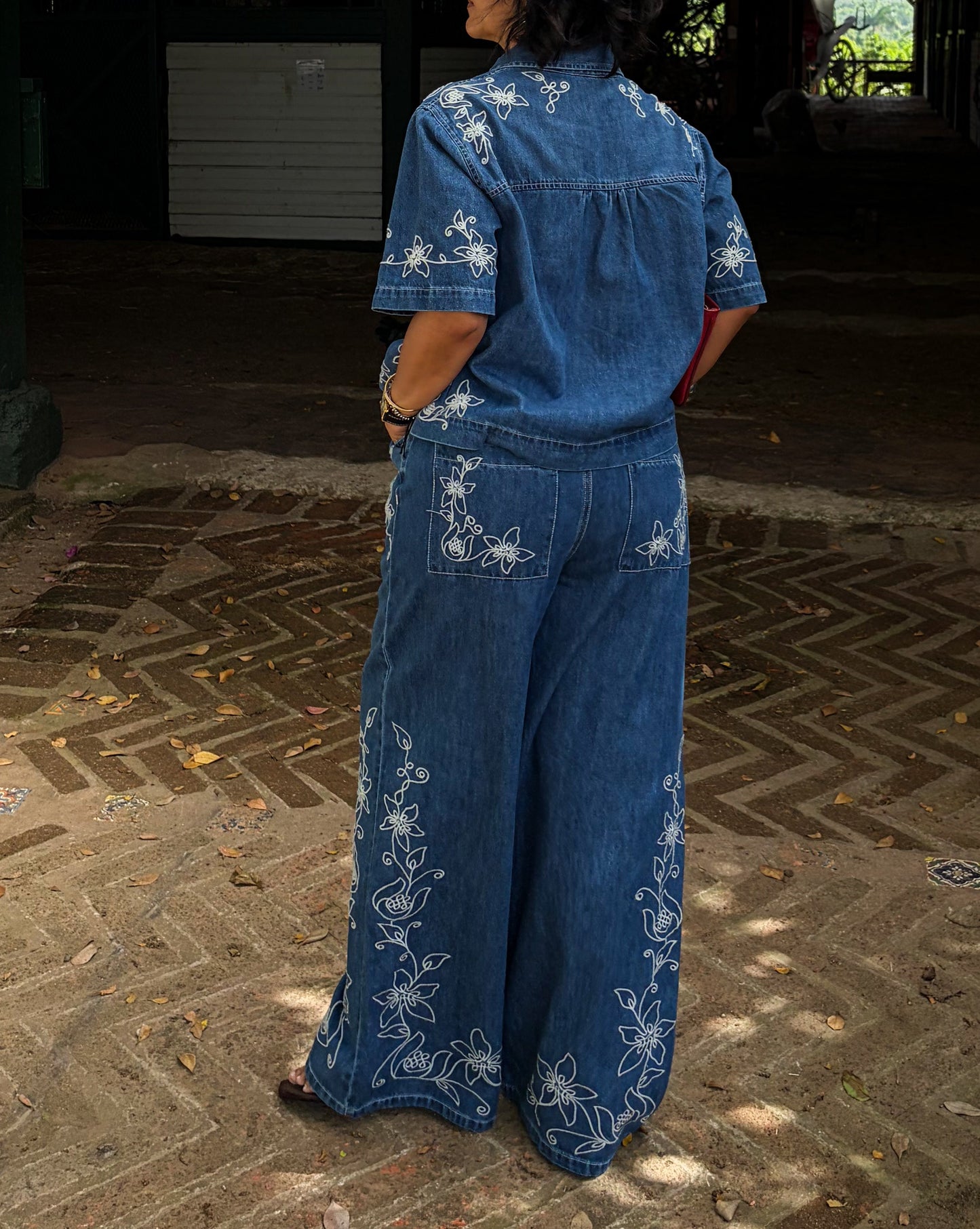 Embroidered Denim Set