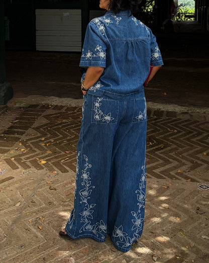 Embroidered Denim Set