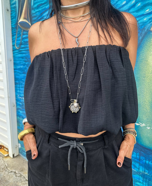 Black Bubble Hemp Top
