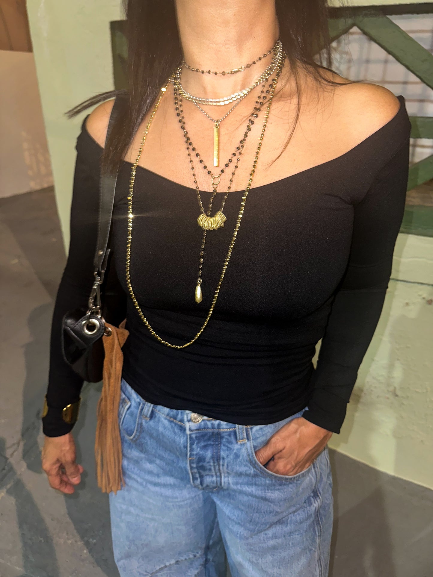V Neck Double Layer Long Sleeve Top