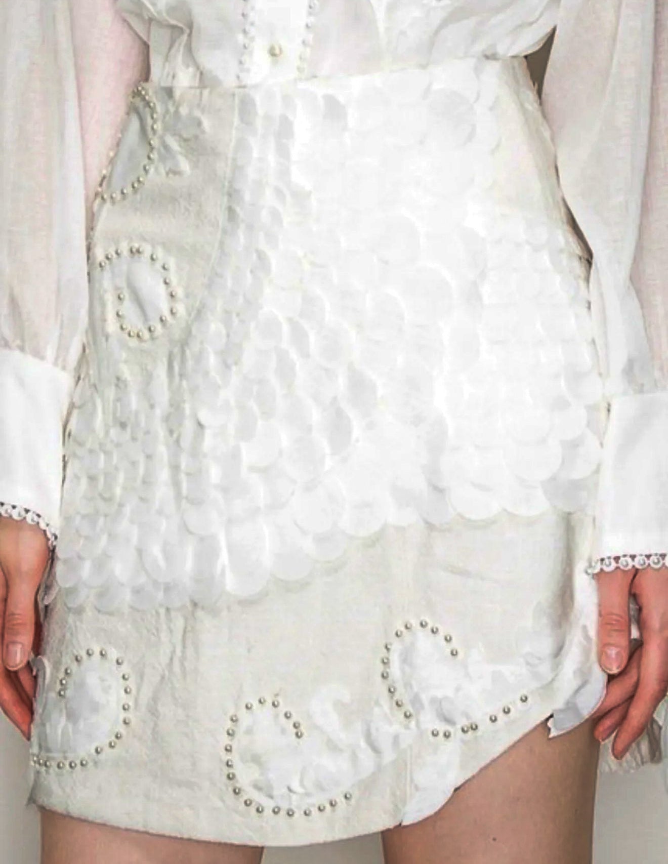 Embellished White Skirt