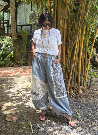 Boho Denim Jogger Pants