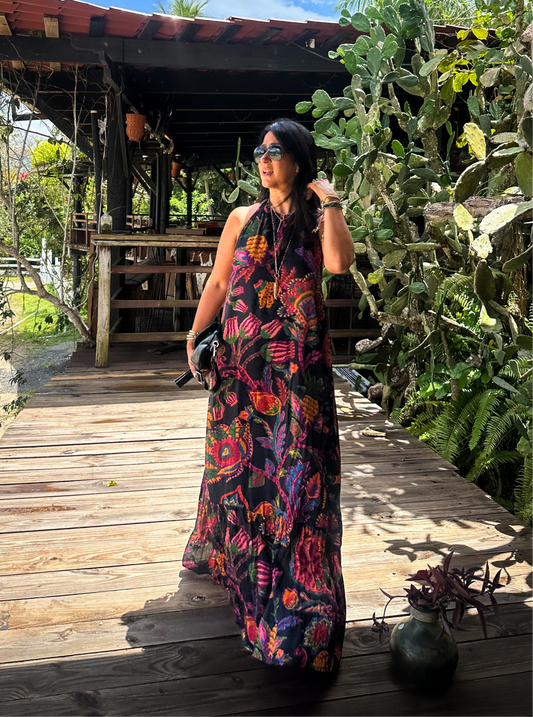 Printed Halter Maxi Dress