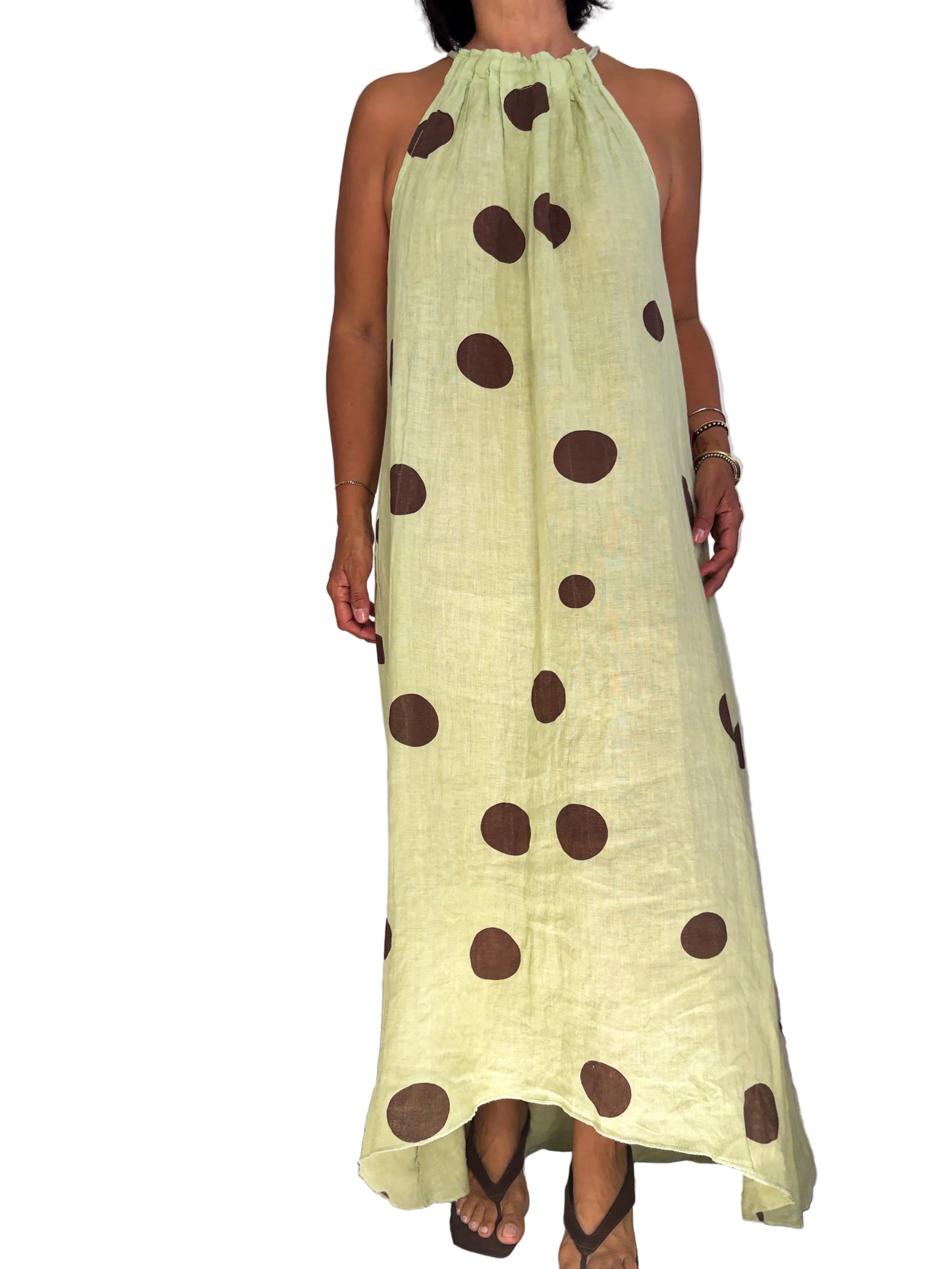 Linen Halter Polka Dots Dress 🇮🇹