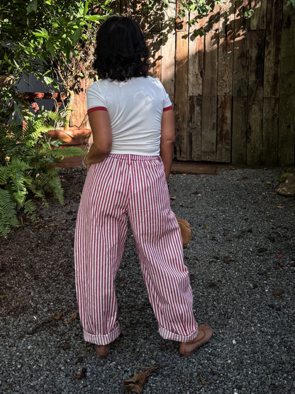 Striped Barrel Denim Pants