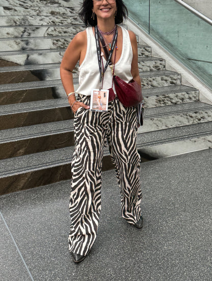 Zebra Print Wide Leg Pants
