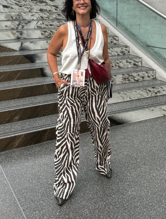 Zebra Print Wide Leg Pants