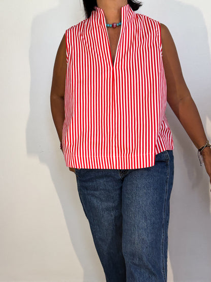 Stand Collar V Neck Top