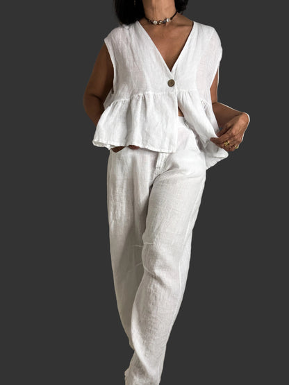 White Linen Blouse/Vest 🇮🇹