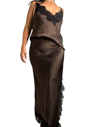 Silky skirt and top Set with Lace details 🇮🇹