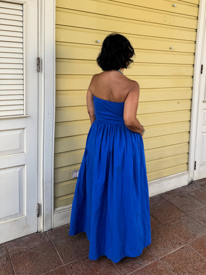 Cobalt Strapless Maxi Dress
