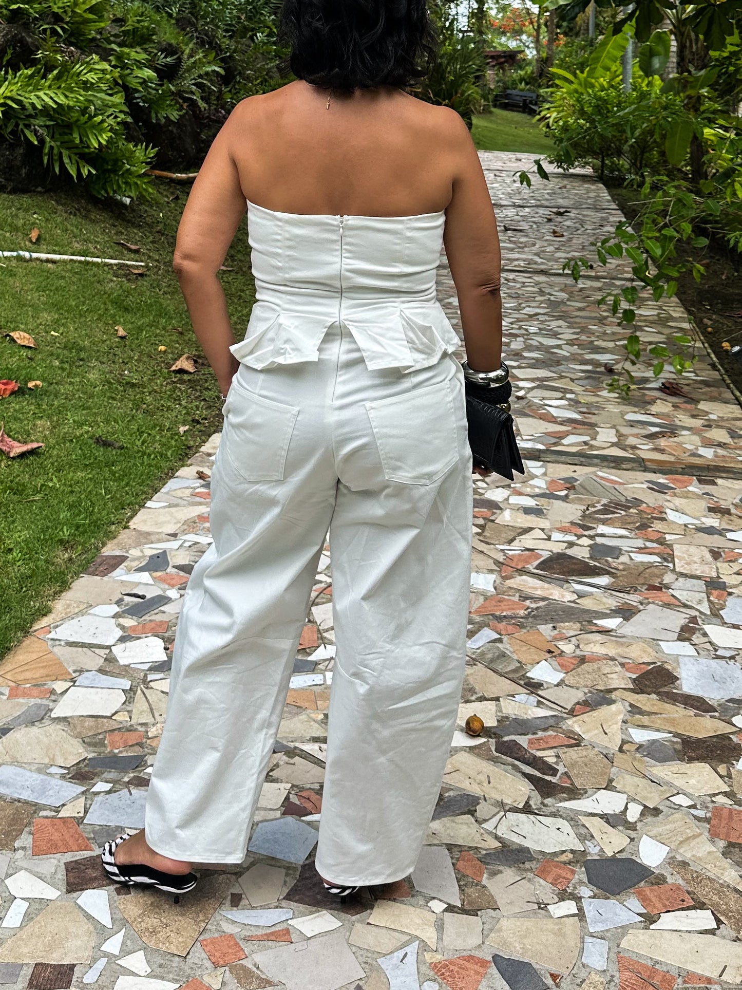 Pleated Strapless Peplum Jumpsuit