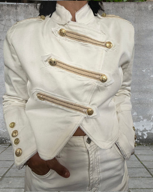 Military-inspired Denim Jacket