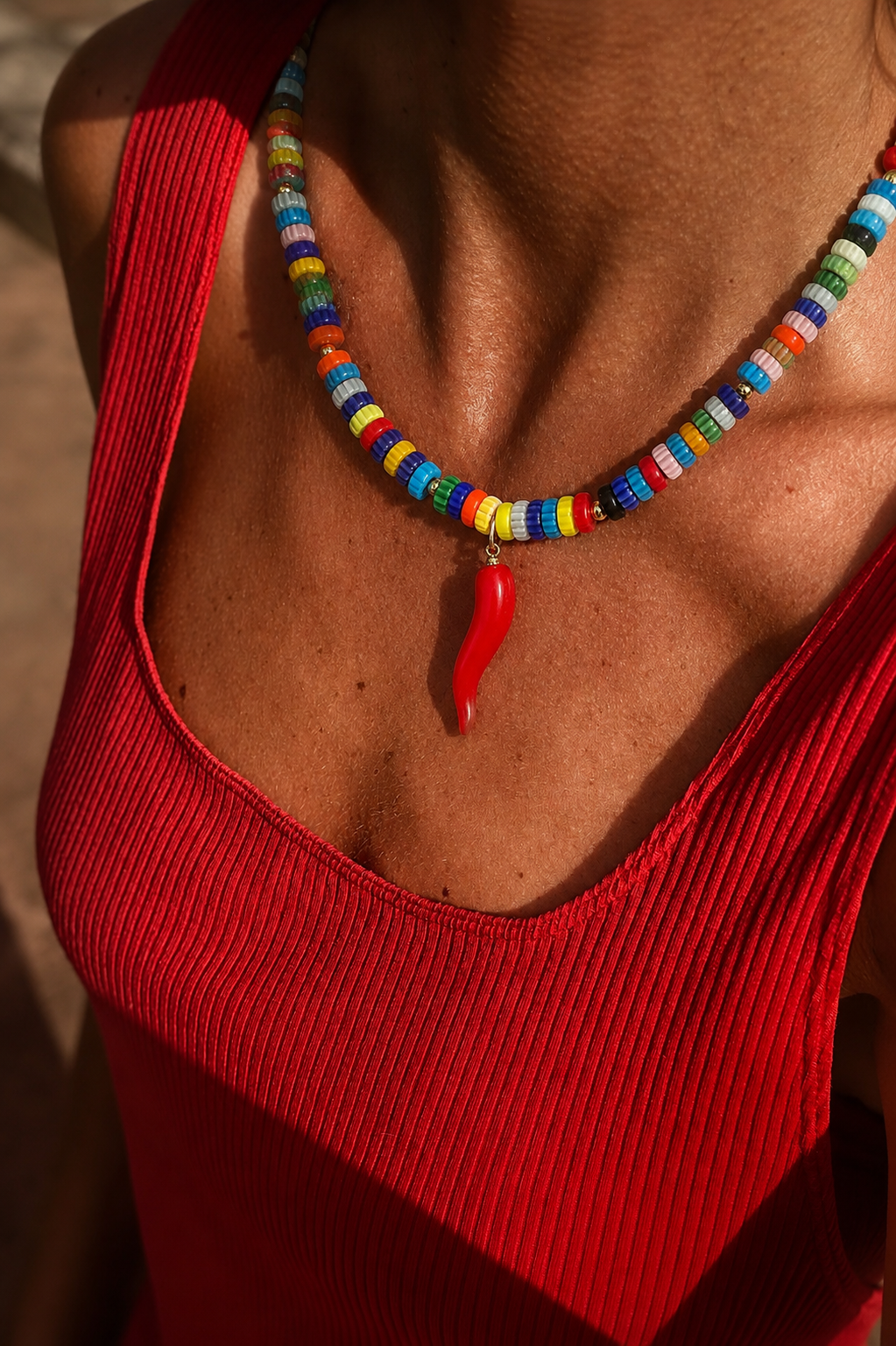 Chili Charm Beaded Necklace