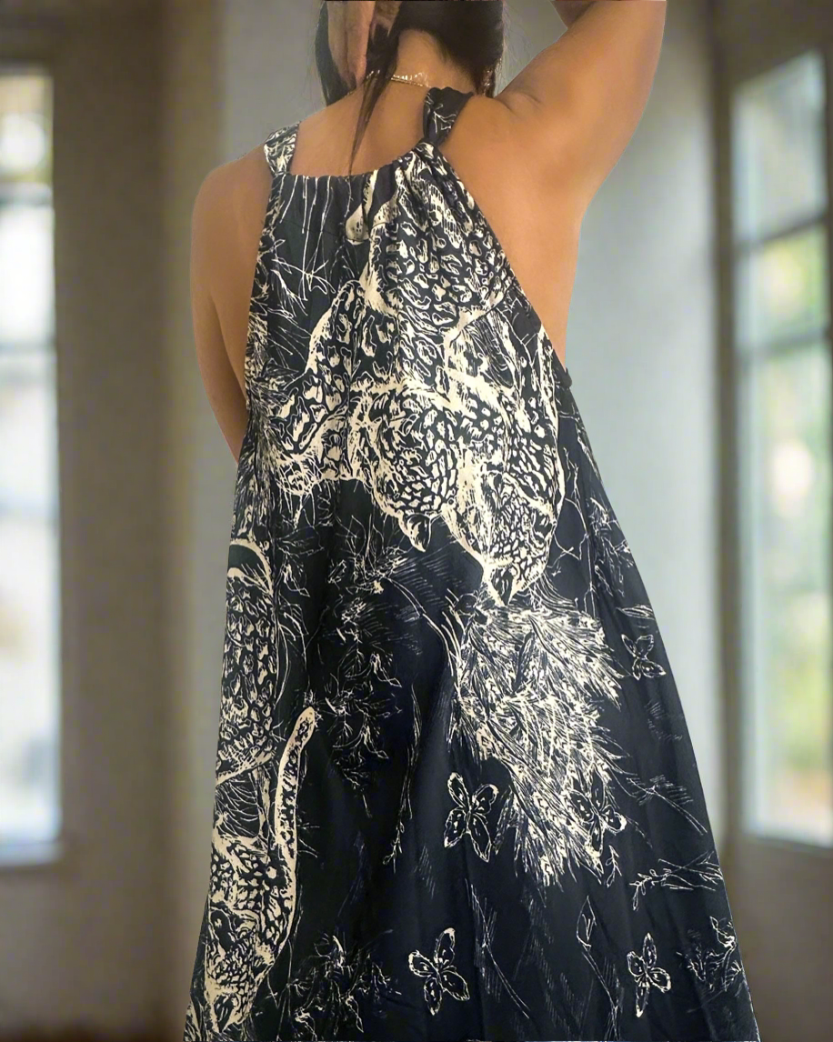 Navy Print Maxi Dress