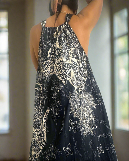 Navy Print Maxi Dress