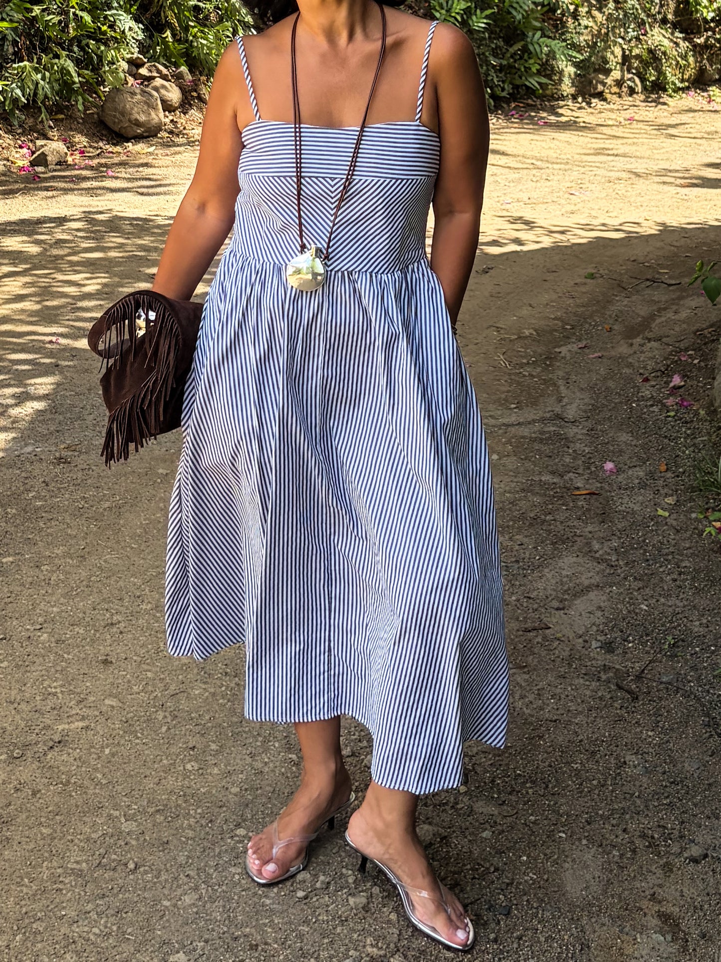Navy Stripes Midi Dress