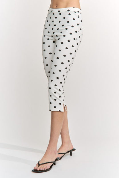 Ivory Polka Dots Capri Pants