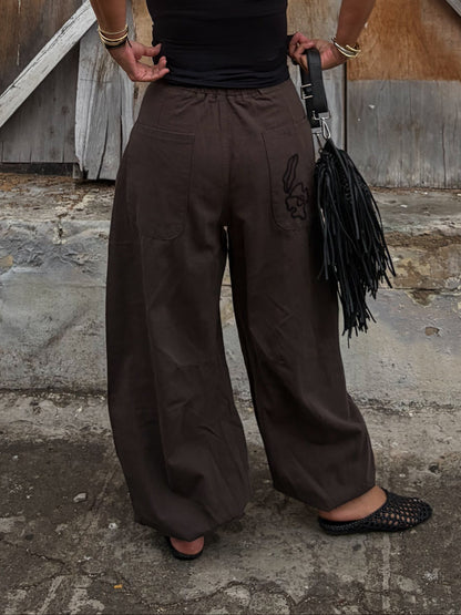 PRE-ORDER / Stone Embroidered Barrel Pants