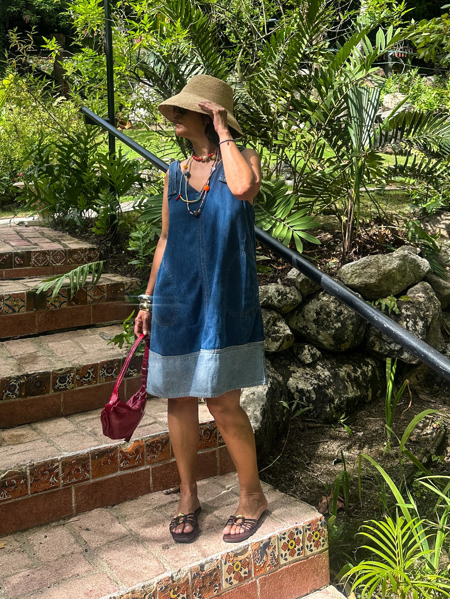 V-Neck Denim Dress