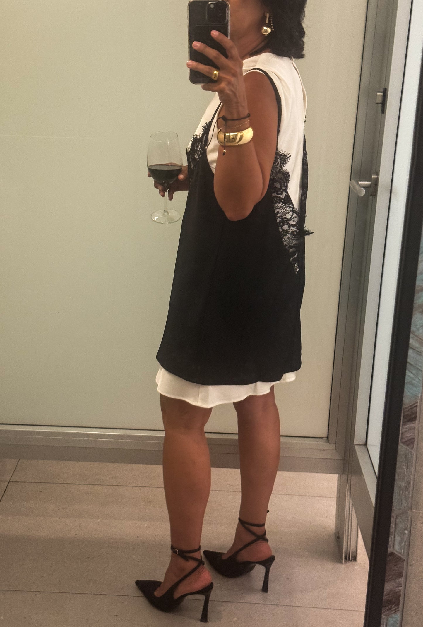 Lace Overlay Mini Dress