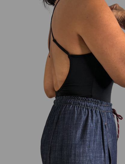 V-Neck Open Back Bodysuit