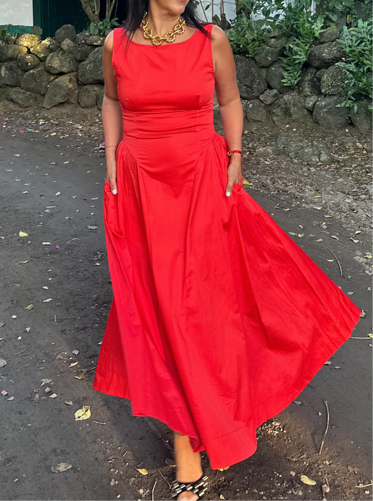 Lucia Neck Flare Midi Dress