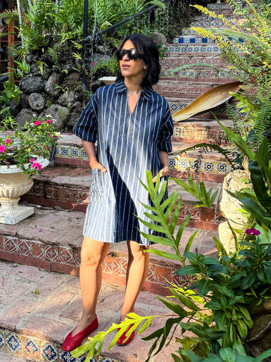 Dark Denim Striped Mini Dress