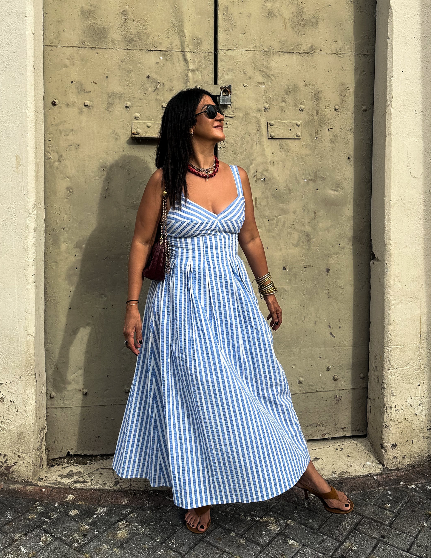 Blue Stripe Midi Dress