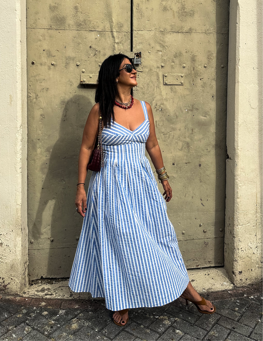 Blue Stripe Midi Dress