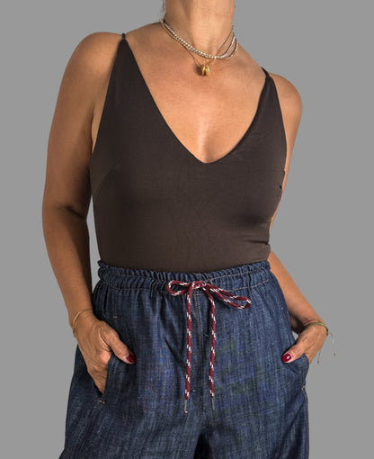 V-Neck Open Back Bodysuit