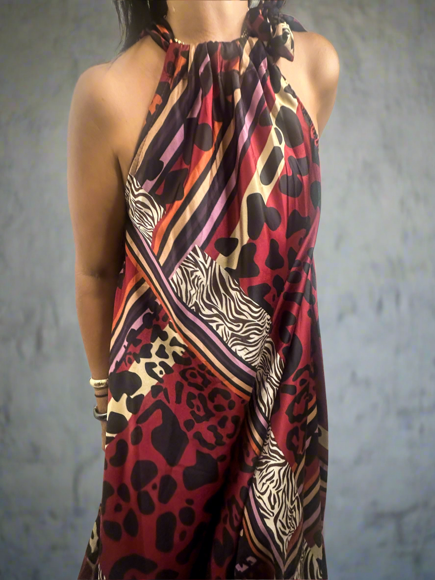 Burgundy Print Maxi Dress