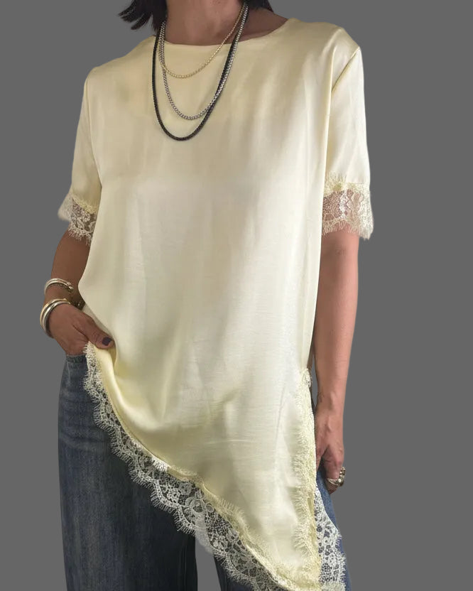 Lace Asymmetrical Top 🇮🇹