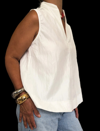 Stand Collar V-neck Top