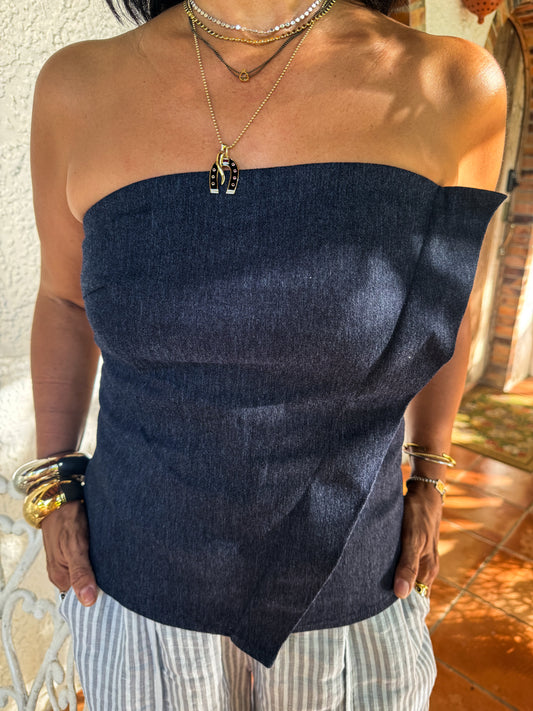 Denim Strapless Top