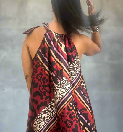 Burgundy Print Maxi Dress