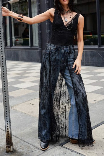 Sheer Long Lace Top with Bodysuit