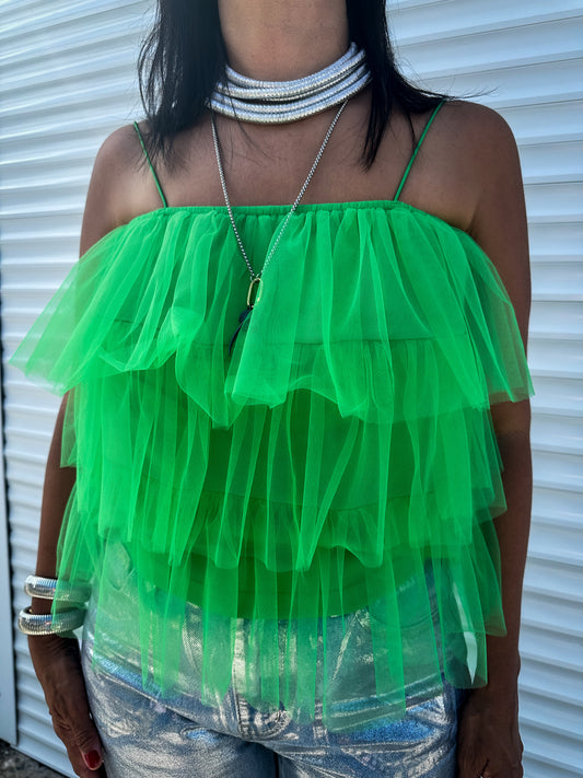 Green Tulle Top
