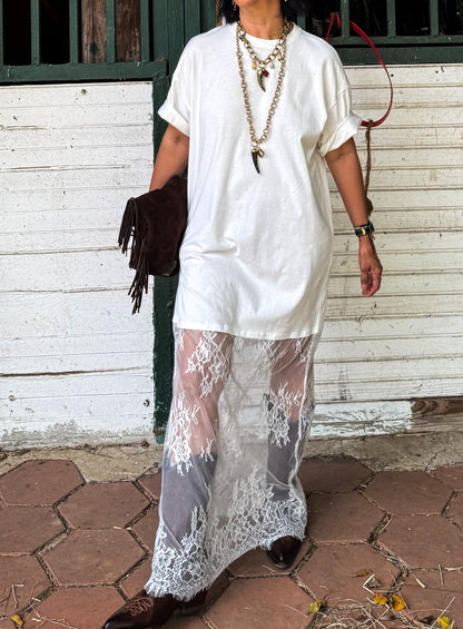 Sheer Lace T-shirt Dress