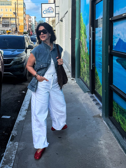 Embroidered Denim Vest