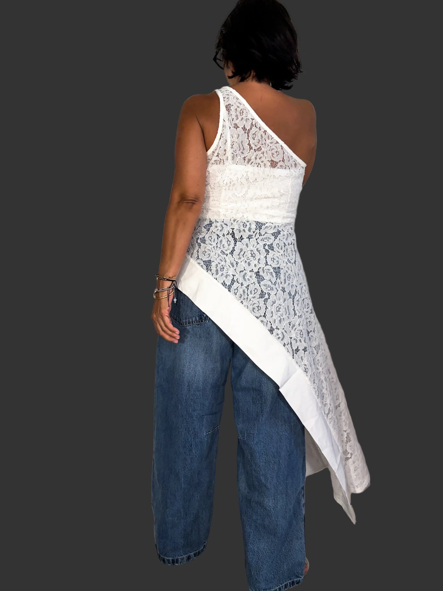 One Shoulder Lace Top