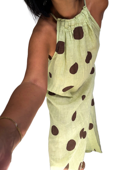 Linen Halter Polka Dots Dress 🇮🇹