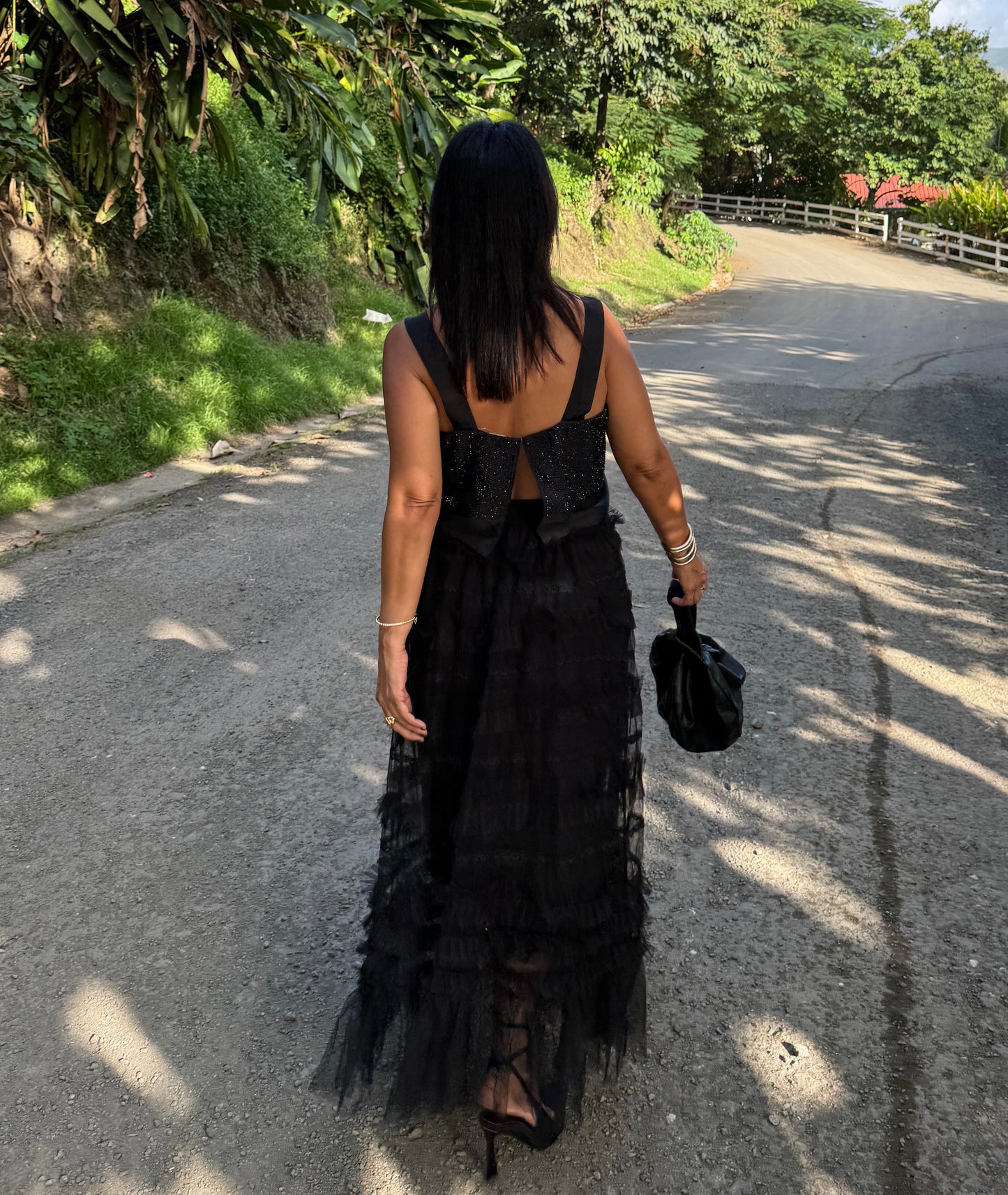 Layered Mesh Maxi Skirt