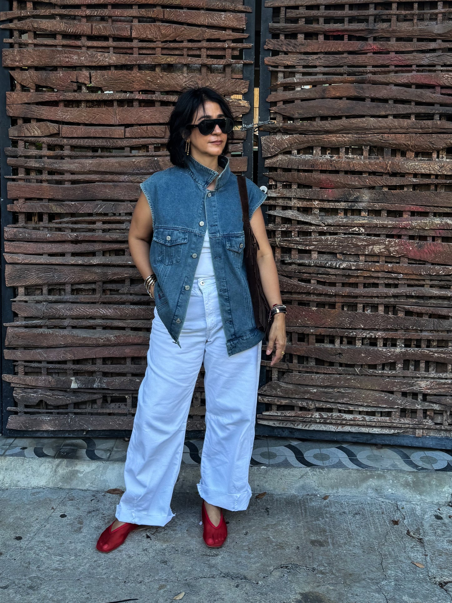 Embroidered Denim Vest